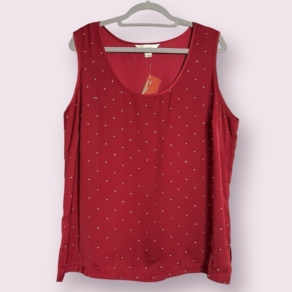 Tradition Tops - Tradition Burgundy Red Satin Rhinestone Top 1X